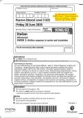 June 2025 Edexcel&colon; A Level Italian 9IN0&sol;02 Paper 2 &ndash; Written Response to Works and Translation &ndash; Merged Question Paper & Mark Scheme