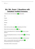 Bio 186- Exam 1 Questions with  Detailed Verified Answers
