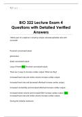BIO 322 Lecture Exam 4  Questions with Detailed Verified  Answers