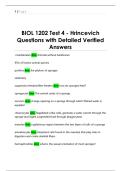 BIOL 1202 Test 4 - Hrincevich  Questions with Detailed Verified  Answers