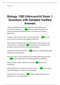 Biology 1202 &lpar;Hrincevich&rpar; Exam 1  Questions with Detailed Verified  Answers 