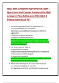 New York Corporate Governance Exam &ndash;  Questions And Correct Answers &lpar;Verified  Answers&rpar; Plus Rationales 2026 Q&A &vert;  Instant Download Pdf 