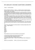 BYU GEOLOGY 109 EXAM 1QUESTIONS & ANSWERS