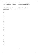 GEOLOGY 109 EXAM 1 QUESTIONS & ANSWERS