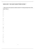 GEOLOGY 109 QUIZ QUESTIONS EXAM 1