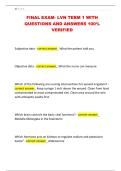 FINAL EXAM- LVN TERM 1 WITH  QUESTIONS AND ANSWERS 100&percnt;  VERIFIED