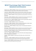 MCAT Psychology High Yield Content Questions and Answers