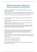 MCAT Section Bank&semi; Behavioral Science Questions and Answers