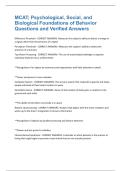 MCAT&semi; Psychological&comma; Social&comma; and Biological Foundations of Behavior Questions and Verified Answers