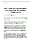 Real Estate Salesperson License  Exam Questions with Detailed  Verified Answers 