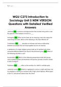 WGU C273 Introduction to  Sociology Unit 5 NEW VERSION  Questions with Detailed Verified  Answers
