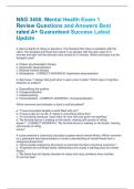 NSG 3450&period; Mental Health Exam 1 Review Questions and Answers Best rated A&plus; Guaranteed Success Latest Update