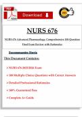 NURS 676 Advanced Pharmacology&colon; Comprehensive 100-Question Final Exam Review with Rationales