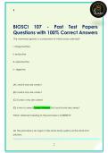 BIOSCI 107 - Past Test Papers  Questions with 100&percnt; Correct Answers
