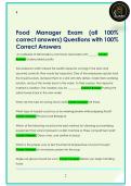 Food Manager Exam &lpar;all 100&percnt;  correct answers&rpar; Questions with 100&percnt;  Correct Answers