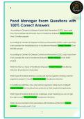 Food Manager Exam Questions with  100&percnt; Correct Answers 