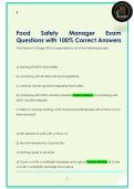 Food  Safety  Manager Exam  Questions with 100&percnt; Correct Answers