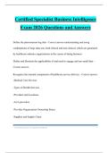 Certified Specialist Business Intelligence Exam 2026 Questions and Answers