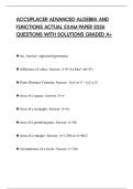 ACCUPLACER ADVANCED ALGEBRA AND FUNCTIONS ACTUAL EXAM PAPER 2026 QUESTIONS WITH SOLUTIONS GRADED A&plus;