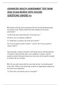ADVANCED HEALTH ASSESSMENT TEST BANK 2026 EXAM REVIEW WITH SOLVED QUESTIONS GRADED A+