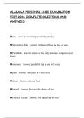 ALABAMA PERSONAL LINES EXAMINATION TEST 2026 COMPLETE QUESTIONS AND ANSWERS
