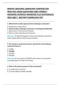NORTH CAROLINA LANDSCAPE CONTRACTOR  PRACTICE EXAM QUESTIONS AND CORRECT  ANSWERS &lpar;VERIFIED ANSWERS&rpar; PLUS RATIONALES  2026 Q&A &vert; INSTANT DOWNLOAD PDF 