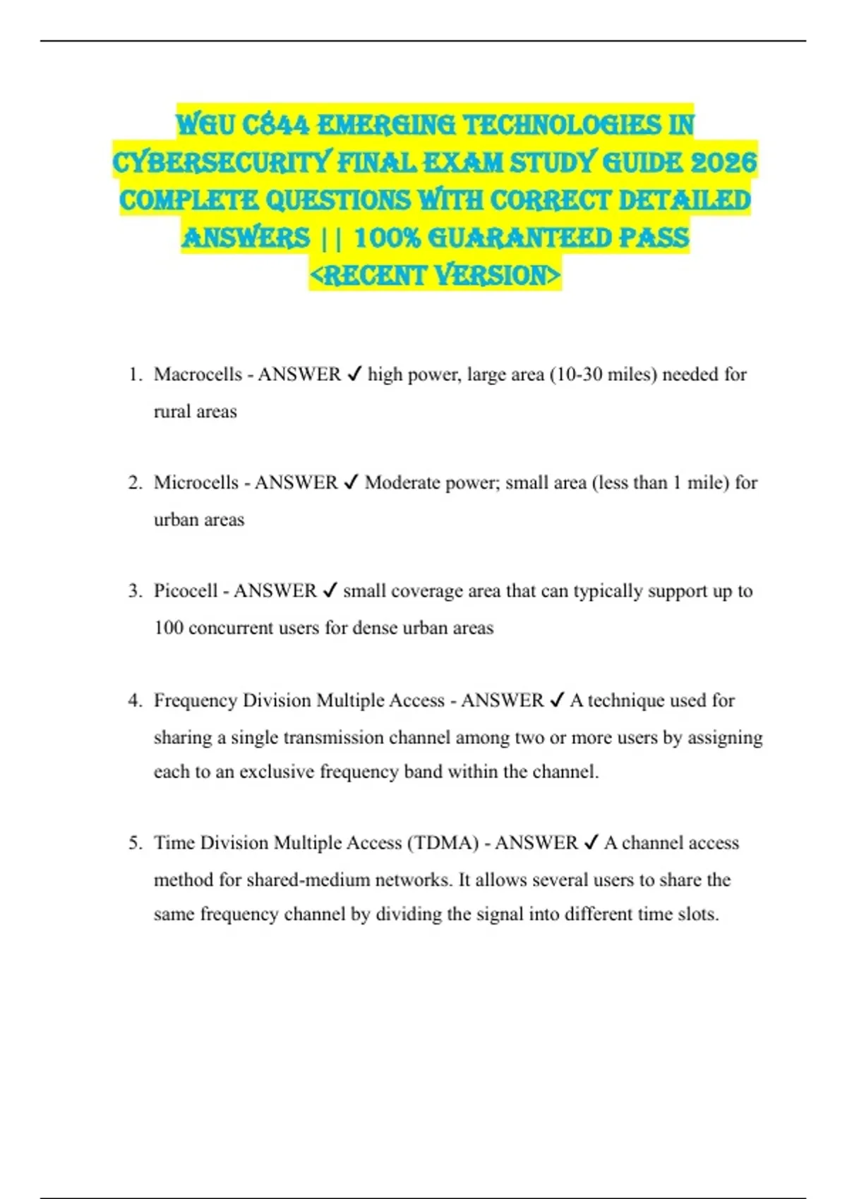 WGU C844 EmErGinG TEChnoloGiEs in CybErsECUriTy FinAl EXAm sTUDy GUiDE ...