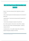 BUS 110 Final Exam 2026 Questions and Answers
