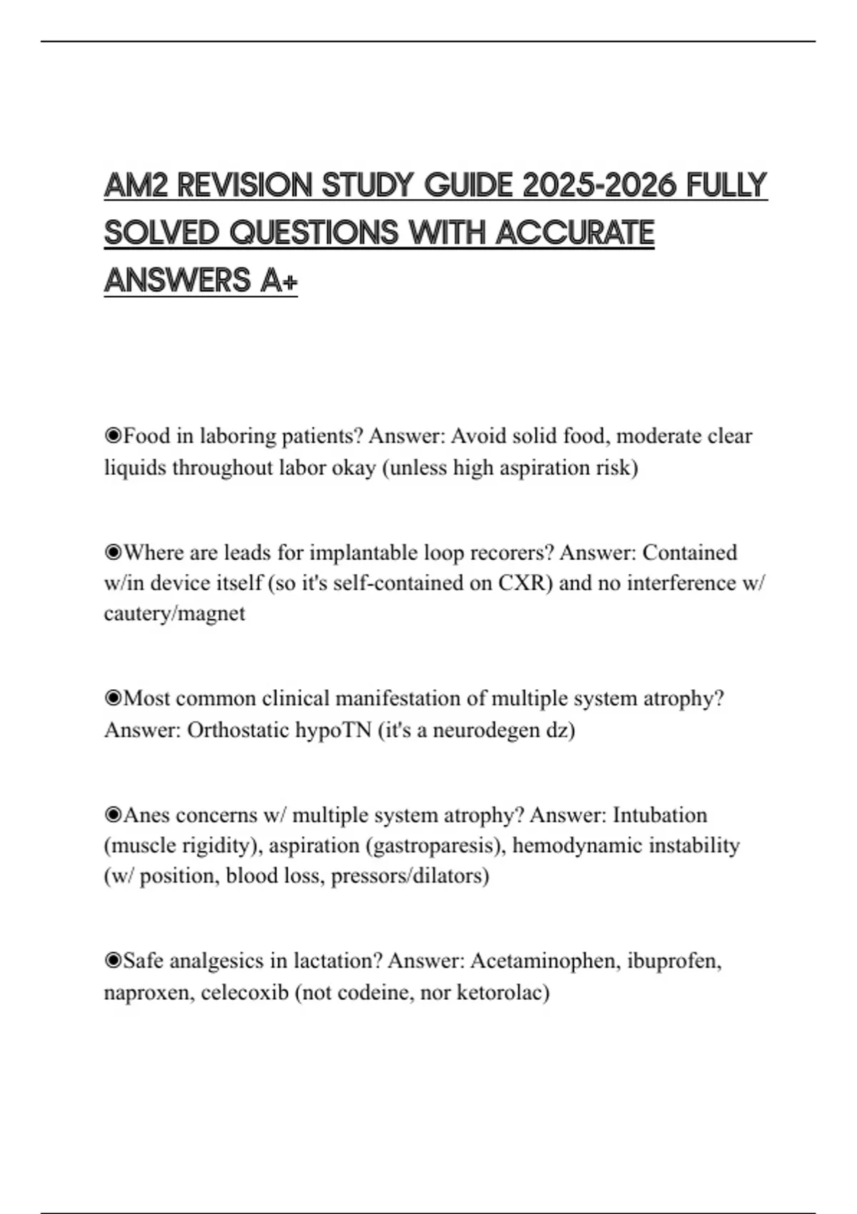 AM2 REVISION STUDY GUIDE FULLY SOLVED QUESTIONS WITH ACCURATE ANSWERS ...