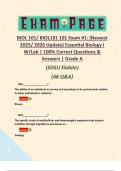 BIOL 101&sol; BIOL101 101 Exam &num;1&colon; &lpar;Newest 2025&sol; 2026 Update&rpar; Essential Biology I W&sol;Lab &vert; 100&percnt; Correct Questions & Answers &vert; Grade A &lpar;SDSU Ekdale&rpar; &lpar;48 Q&A&rpar;    