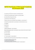 NATE Final Exam 2 With Correct Questions And Answers 2024
