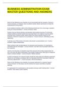 BUSINESS ADMINISTRATION EXAM MASTER QUESTIONS AND ANSWERS