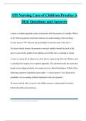 ATI Nursing Care of Children Practice A 2026 Questions and Answers