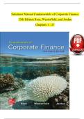 Solutions Manual For Fundamentals of Corporate Finance&comma; 13th Edition by Ross&comma; Westerfield&comma; and Jordan&comma; Verified Chapters 1 - 27&comma; Complete Newest Version with questions and answers