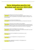 Nurse Delegation Practice Test &ndash; Actual Questions and Verified Answers &lpar;Latest 2024&sol;2025 Edition&rpar;