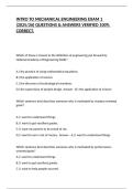 INTRO TO MECHANICAL ENGINEERING EXAM 1 &lpar;2025&sol;26&rpar; QUESTIONS & ANSWERS VERIFIED 100&percnt; CORRECT&period;
