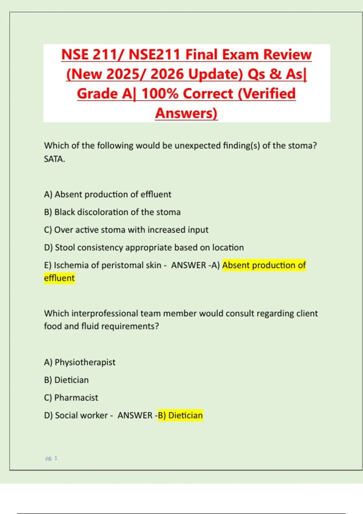 NSE 211/ NSE211 Final Exam Review (New 2025/ 2026 Update) Qs & As ...