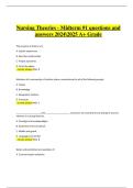 Nursing Theories &ndash; Midterm &num;1 Verified Questions and Answers &lpar;Latest 2024&sol;2025 Edition&rpar;