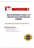 Health Insurance Florida 2-40 Practice Exam QUESTIONS AND ANSWERS