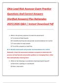 Ohio Lead Risk Assessor Exam Practice  Questions And Correct Answers  &lpar;Verified Answers&rpar; Plus Rationales  2025&vert;2026 Q&A &vert; Instant Download Pdf 