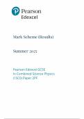 2025 Pearson Edexcel GCSE Combined Science Physics Mark Scheme Paper 6 &lpar;1SC0&sol;2PF&rpar;