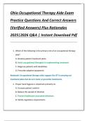 Ohio Occupational Therapy Aide Exam  Practice Questions And Correct Answers  &lpar;Verified Answers&rpar; Plus Rationales  2025&vert;2026 Q&A &vert; Instant Download Pdf