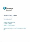 2025 Pearson Edexcel GCSE Combined Science History Mark Scheme Paper P5 &lpar;1HI0&sol;P5&colon; Period study&rpar;