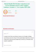 Mental Health NR 326 Quiz 1 Questions and Correct Detailed Answers with Complete Solutions &vert; Graded A&plus; &vert; New Update 2025-2026