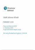 2025 Pearson Edexcel GCSE  History Mark Scheme Booklet B4 &lpar;1HI0&sol;B4&colon; Early Elizabethan England&comma; 1558-88&rpar;