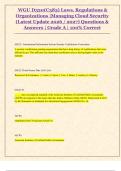 WGU D320&lpar;C383&rpar; Exam - Laws&comma; Regulations &  Organizations &vert;Managing Cloud Security  &lpar;Latest Update 2026 &sol; 2027&rpar; Questions &  Answers &vert; Grade A &vert; 100&percnt; Correct  