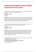 Louisiana &lpar;LA&rpar; Highway&comma; Street & Bridge Construction Practice Exam Questions and Answers Best rated A&plus; Guaranteed Success Latest Update