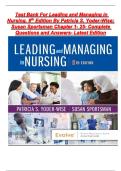 Test Bank for Leading and Managing in Nursing 8th Edition Yoder-Wise &vert; Complete Chapter 1-25 Q&A &vert; Latest Edition &vert; Evolve Resources