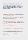 PHYSICAL EXAMINATION AND HEALTH  ASSESSMENT EXAM WITH VERIFIED  QUESTIONS AND ANSWERS&vert;&vert; GUARANTEED  PASS &vert;&vert; ALREADY GRADED A&plus; &vert;&vert; LATEST  VERSION 2025