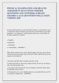 PHYSICAL EXAMINATION AND HEALTH  ASSESSMENT EXAM WITH VERIFIED  QUESTIONS AND ANSWERS&vert;&vert; ALREADY  GRADED A&plus; &vert;&vert; GUARANTEED PASS &vert;&vert; LATEST  VERSION 2025